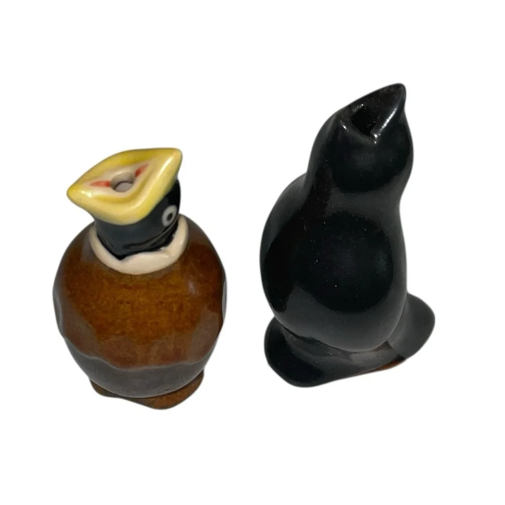 Vintage Old Pie Birds Black Bird Brown Bird Set Of 2